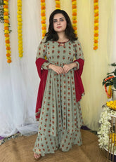 Hand embroidered printed Georgette kurta set